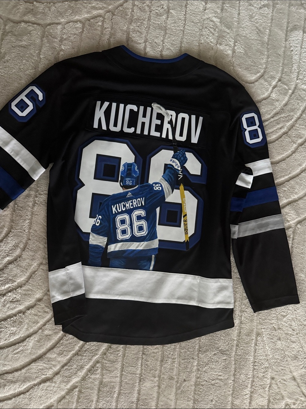 Fanatics Black and Blue Nikita Kucherov #86 Hockey Jersey
